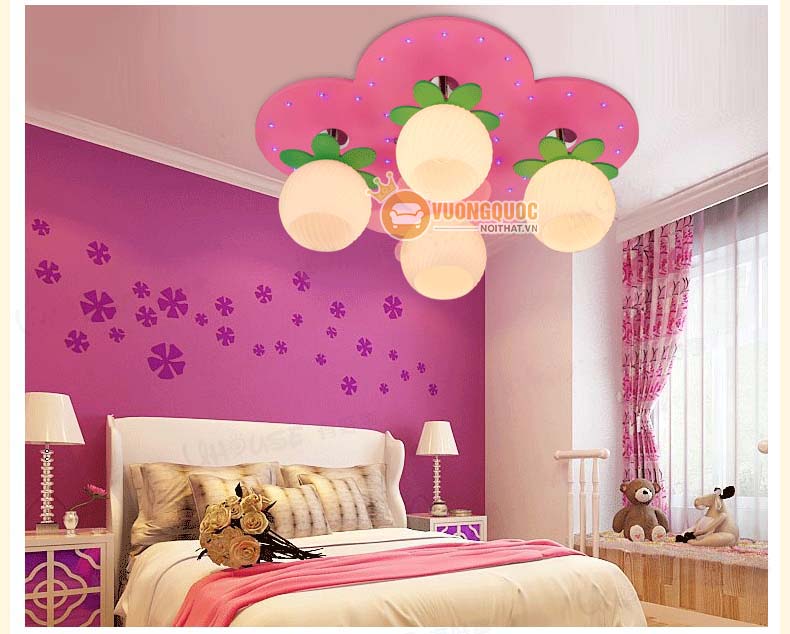 Đèn ốp trần cho bé màu hồng dễ thương uhs111-3